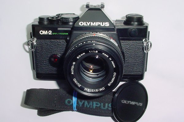 Olympus OM-2 Spot/Program 35mm Film SLR Manual Camera + 50mm f/1.8 Zuiko Lens