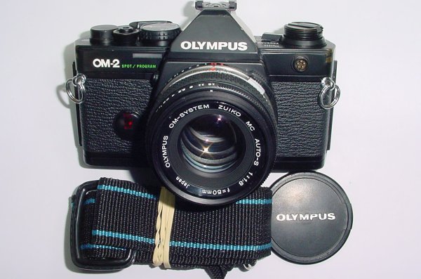 Olympus OM-2 Spot/Program 35mm Film SLR Manual Camera + 50mm f/1.8 Zuiko Lens