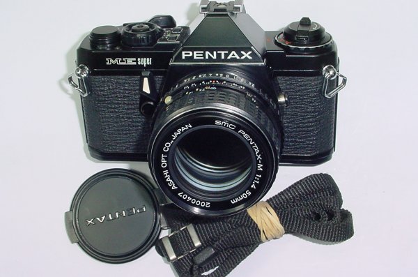 Pentax ME Super 35mm Film manual SLR Camera with Pentax M 50/1.4 smc Lens -Black