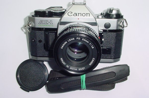 Canon AE-1 Program 35mm SLR Film Manual Camera with Canon 50mm F/1.8 FD Lens