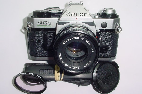 Canon AE-1 Program 35mm SLR Film Manual Camera with Canon 50mm F/1.8 FD Lens