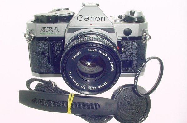 Canon AE-1 Program 35mm SLR Film Manual Camera with Canon 50mm F/1.8 FD Lens