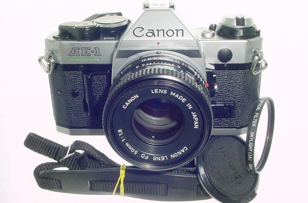 Canon AE-1 Program 35mm SLR Film Manual Camera with Canon 50mm F/1.8 FD Lens