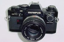 Olympus OM10 QUARTZ 35mm Film SLR Camera with 50mm F/1.8 Zuiko Lens - Black