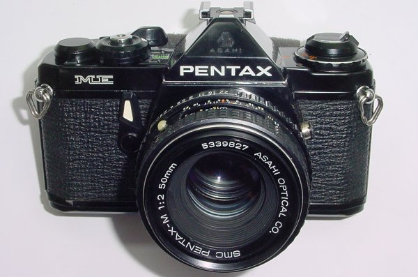 Pentax ME 35mm Film Manual SLR Camera with Pentax-M 135mm F/3.5 SMC Lens in Black