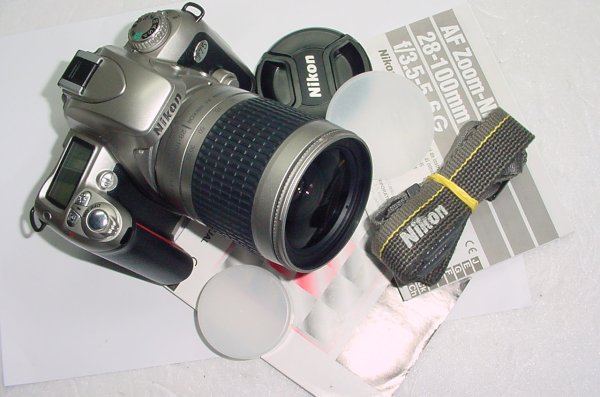 Nikon F75 35mm Film SLR Camera with Nikon 28-100mm f3.5-5.6 G Zoom Lens - Silver