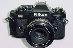 Nikon FG 35mm Film SLR Manual Camera with Nikon 50mm F/1.8 Series E Lens in Black