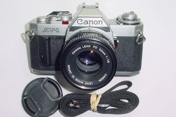 Canon AV-1 35mm Film SLR Manual Camera with Canon 50mm F/1.8 FD Lens